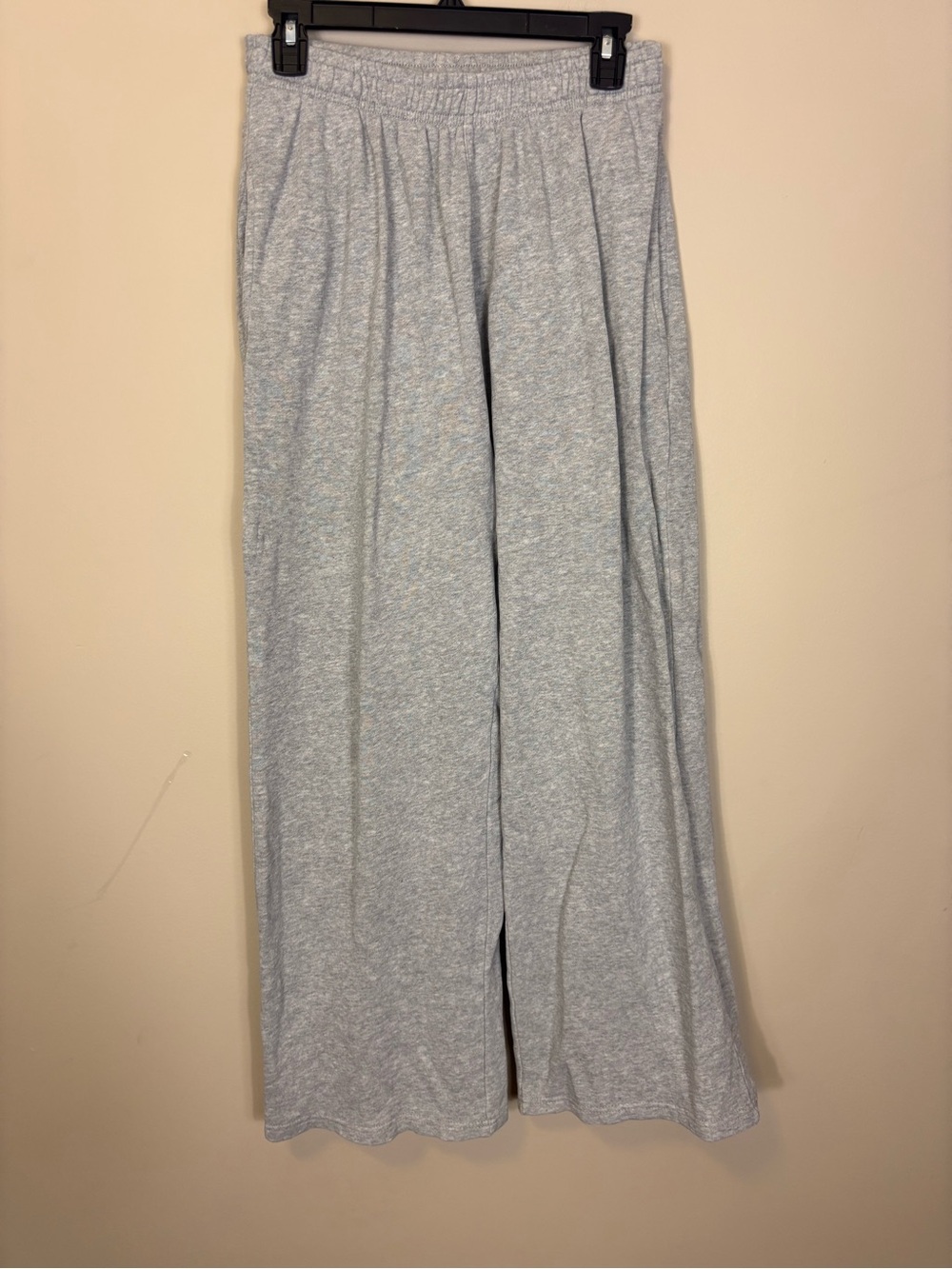 John Galt Brandy Melville Light Gray Wide Leg Fleece Lined Lounge Pants Small